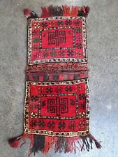 M1388 Authentic Handmade knotted Afghan vintage saddle bag ( khorjeen) 103×51 cm