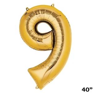 40" GOLD Number 9 Mylar Foil Balloon 1 pc Party BackDrop Decorations Supply - Picture 1 of 4
