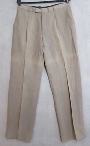 Jaeger Men's Pleated Silk Lenin Blend Brown Dress Pants Size 34R - Picture 1 of 16