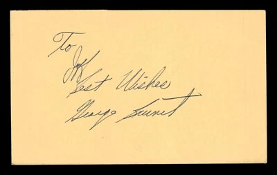 GEORGE BRUNET Autograph Signed Index Card Pilots A's Angels Mexican Baseball HOF - Image 1 of 2
