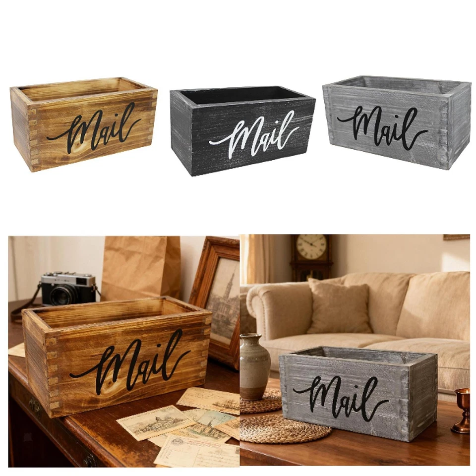 Wood Mail Holder Storage Box Mail Basket Lightweight Multipurpose Letter Holder - Image 1 of 1