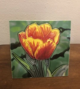 Azulejo decorativo de cerámica con flores de tulipán pared o placa independiente 6x6 (leer) - Imagen 1 de 6