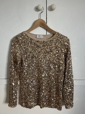 Busby & Fox Women's FARRAH Top M Gold Sequin Polyester with Elastane Worn Once - Image 1 of 4