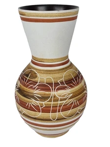 Cinque Ports Pottery Rye Vase – 18cm Hand Decorated Banded Floral Design England - Picture 1 of 12