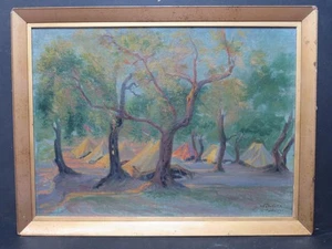 Corfu Greece Oil Painting 1925 Tonalist Camping Military? Ionian Islands - Picture 1 of 10