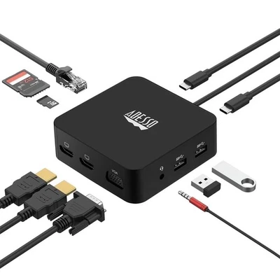 Adesso USB C Docking Station Multiport Adapter Type C Hub 2 HDMI Support 4K,... - Image 1 of 4