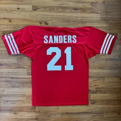 冠军 NFL 足球球衣 Deion Sanders #21 旧金山 49 人队复古尺寸 48 — 第 1/4 张图片