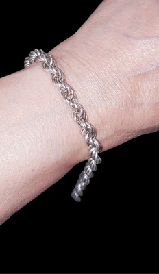 Pulsera de cuerda retorcida vintage unisex de ley 925 (14,9 gramos)! Foto 1 de 4