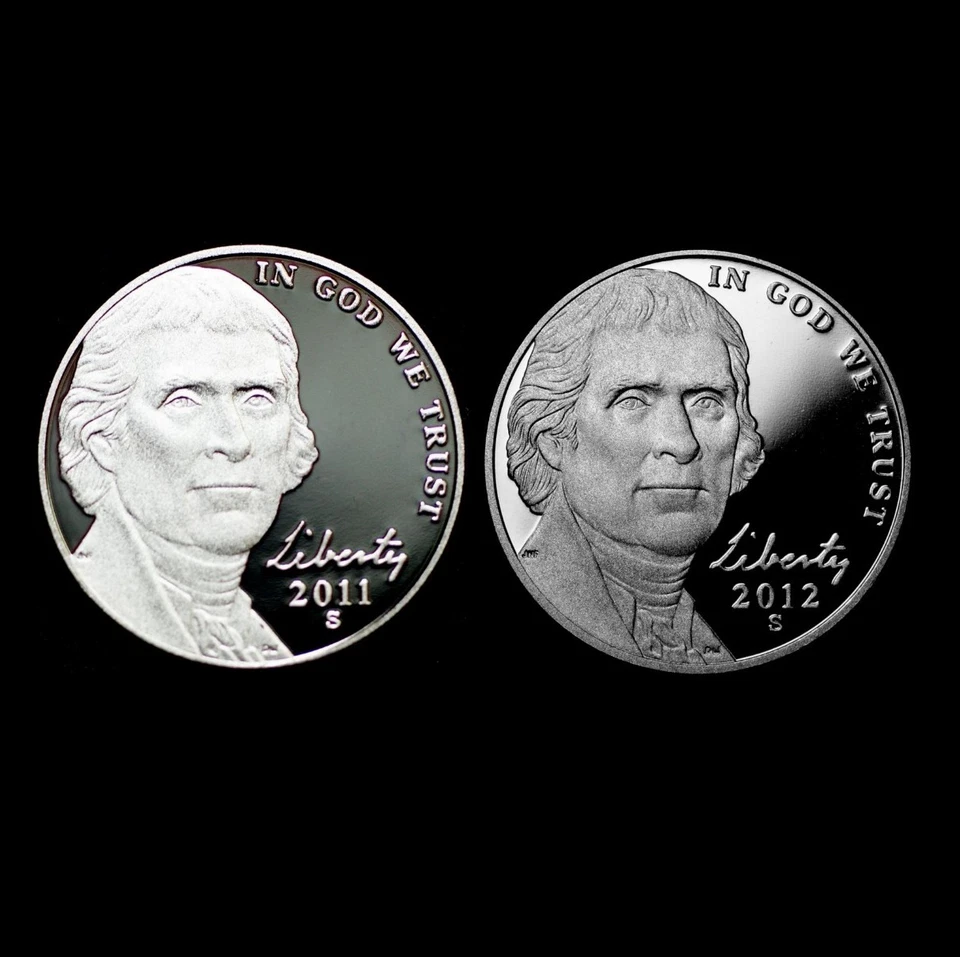 2011 & 2012 S Jefferson Nickels ~ Proof Coins ~ Deep Cameo from Proof Set  - Image 1 of 1