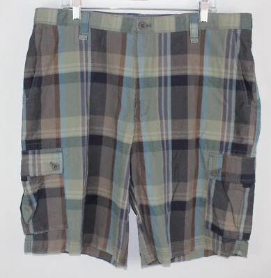 Pantalones Cortos de Carga VANHEUSEN Para Hombre Talla 38 Multi Cuadros 100% Algodón Bolsillos con Cremallera Usados en Excelente Condición Foto 1 de 4