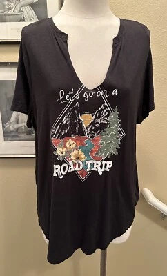 Maurice’s Ox Black “Let’s Go On A Road Trip” V Neck  T Shirt Top - Image 1 of 4