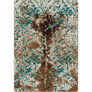 Splatter Cowhide Green Turquoise Southwestern Country Farmhouse Accent Rug 3'x4' - Picture 1 of 2
