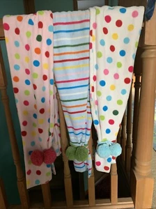 Three Fleece GAP Kid Stripey Spotty Scarves With Bobbles - Picture 1 of 4