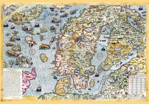 Carta Marina - Péninsule scandinave de Olaus Magnus 1539 -  Poster - Picture 1 of 10