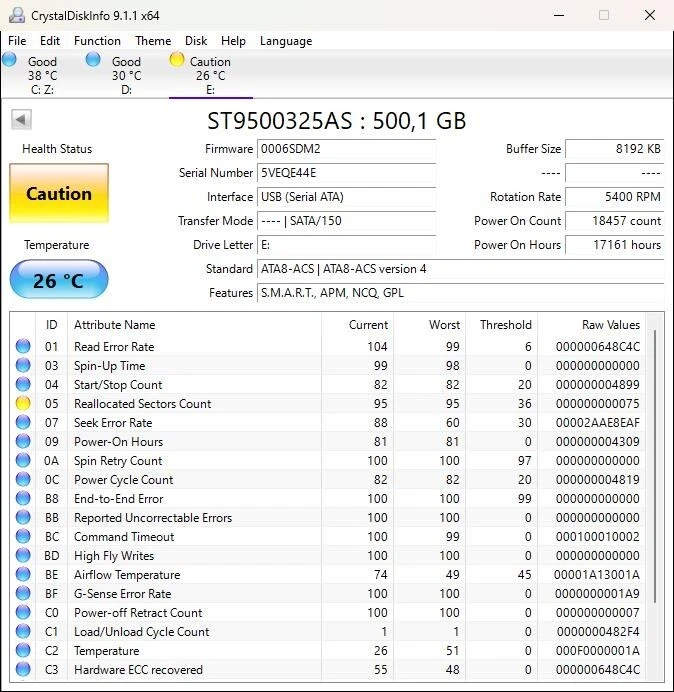 Hard Disk Seagate ST9500325AS 2.5", 500B, SATA, 2.5", 5400rpm, 8MB cache. - Immagine 1 di 1