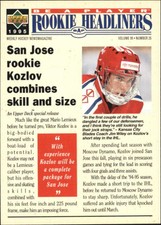 1994-95 Be A Player Sharks Hockey Card #R158 Viktor Kozlov