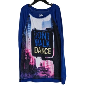 Justice Girls 12 Blue Long Sleeve Lightweight Spring Sweater Knit Top Dance - Picture 1 of 7