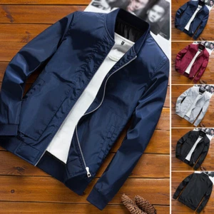 Chaqueta para Hombres Chaquetas de Béisbol Calce Ajustado Prendas Exteriores Cremallera Informal Moda - Imagen 1 de 14