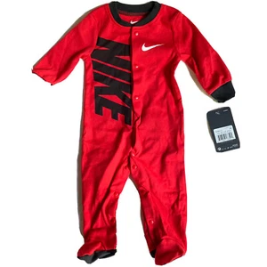 Nike Kleinkind Baby 6M Grafik Logo Fuß Overall rot schwarz Kinder 6 Monate Neu mit Etikett - Bild 1 von 6