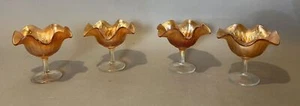 4 Vintage Carnival Glass Holly Berry Footed Compote Dishes - Picture 1 of 9