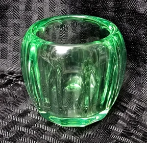 Villeroy Boch Crystal Votive Candle Holder Green Apple Round Faceted Discontinue - Picture 1 of 3