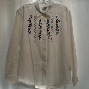 Talbots Medium Baumwollmischung Button Down besticktes Hemd weiß - Bild 1 von 2