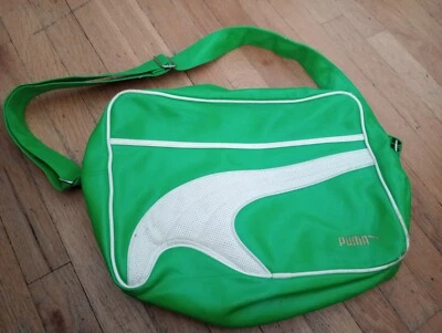 Vintage Puma Gym Bag Soccer Shoe Bag Futbol Bag Neon Green Logos Rare! - Image 1 of 4