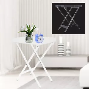 Acrylic Folding Tray Table Clear Acrylic Side End Table Square Coffee Table - Picture 1 of 19