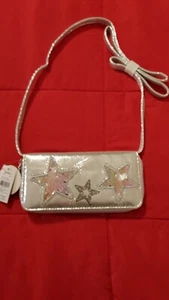 Claire's Purse Silver with Stars Sequins cross body strap.  NEW with Tags. Dance - Picture 1 of 11