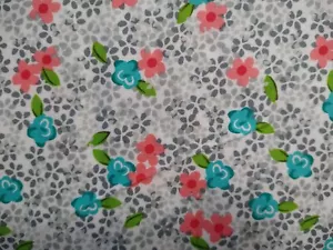 Blank Quilting 9103 Roses & Arrows Ditsy Floral Pink Gray Aqua Fabric 30" x 45" - Picture 1 of 5