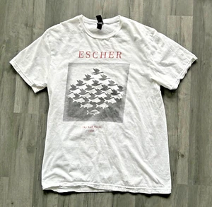 MC Escher Sky and Water Medium weiß T-Shirt Tee Top Gildan Retro Faded Art Fisch - Bild 1 von 10