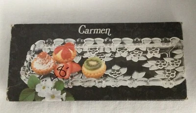 "Bandeja de canapé transparente Carmen de cristal vintage Mikasa Alemania Occidental 13,5"" L 5,5"" W" Foto 1 de 4