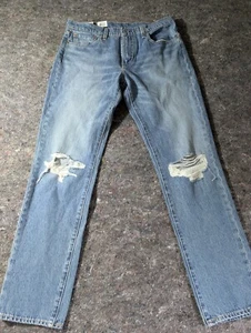 Levis Premium Jeans Mens 33x32 Blue 511 Slim Straight Leg Stretch Med Wash Holes - Picture 1 of 7