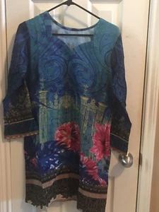 Indian Pakistani  Woman  Digital Printed  Lawn / Cotton  Kurti - Picture 1 of 3