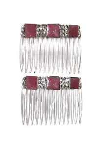 Pkt of 4 Ritch Salmon Pink decorative Hair combs - Picture 1 of 1