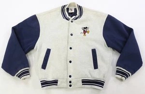 Rare VTG MICKEY & CO Mickey Mouse Varsity Button Jacket 90s Gray Blue Youth SZ M - Picture 1 of 16