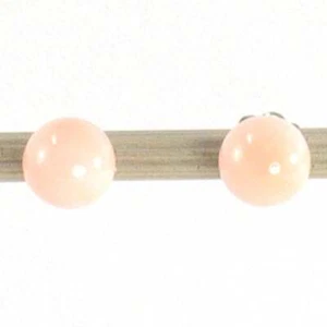 14kt White Gold 5-5.5mm Angel Skin Coral Bead Stud Earrings - Picture 1 of 11