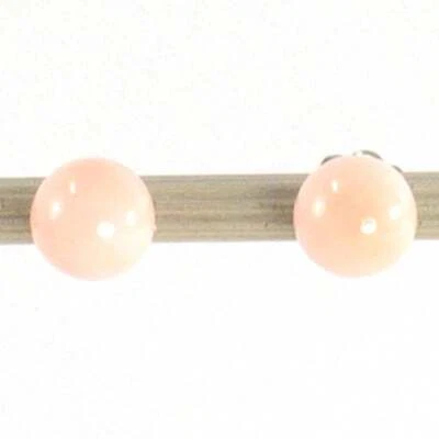 14kt White Gold 5-5.5mm Angel Skin Coral Bead Stud Earrings - Image 1 of 4