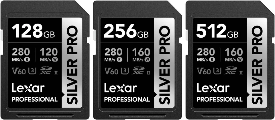 Lexar SD Professional SILVER PRO UHS-II Memory Card 128GB 256GB 512GB - Image 1 of 1