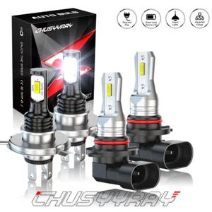 9003 H4 High/Low Beam + 9145 Fog Light Bulbs Combo Headlight Kit 4PC 6000K - Picture 1 of 14