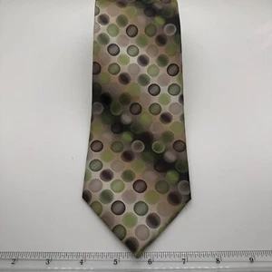 Van Heusen Stain Resistant Silk Tie Green Brown Circle Pattern - Picture 1 of 12