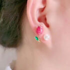 Korean Tulip Imitation Pearl Stud Earrings For Women Two Ways To Wear Ear Studs