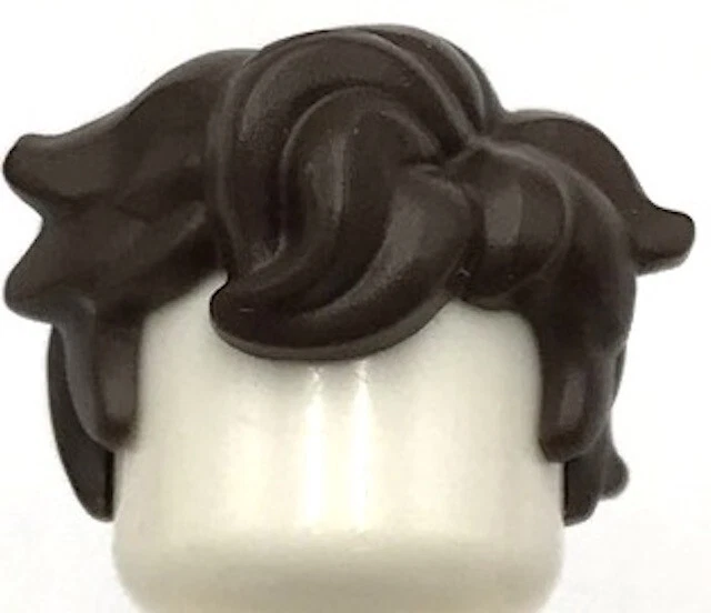 Lego New Dark Brown Minifigure Hair Tousled and Sticking Out on Both Sides - Image 1 of 1