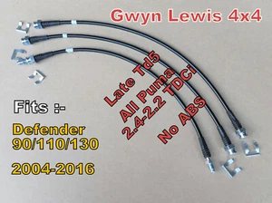 Defender 2004-2016 Late Td5 + Kit 3 Linee Tubi Freno Prolunga PUMA NERO No ABS - Foto 1 di 8
