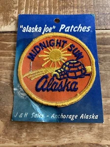 Vtg Midnight Sun Alaska Embroidered Sew On Patch Travel Souvenir USA Joe - Bild 1 von 7