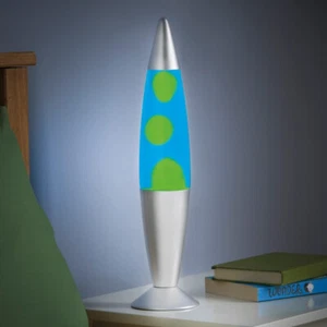 Lavalampe 16" blau gelb silber Oberfläche Beleuchtung Dekoration Geschenk Wohndeko - Bild 1 von 6