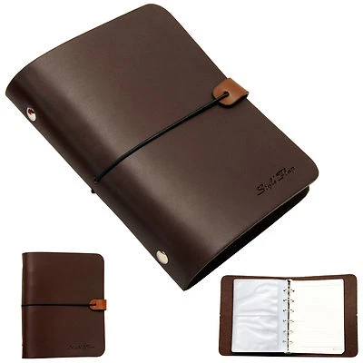 Cuaderno de cuero entero vintage diario de viaje álbum de fotos Instax marrón oscuro Foto 1 de 4