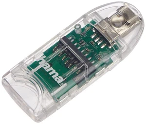 Hama 91092   8 in1 SD/MicroSD Card Reader with Direct USB 2.0 Connection, Transp - Afbeelding 1 van 3