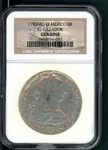 MEXICO SPAIN COLONIAL 8 REALES 1783FF Mo EL CAZADOR SHIPWRECK NGC GENUINE A308 - Picture 1 of 2