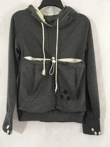 Welpen-/Kätzchentrage Hoodie mit Ohren abnehmbarer Beutel für Haustier Größe S grau/Pfotenabdruck - Bild 1 von 10